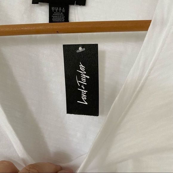 Lord & taylor knit sleeve short sleeve cotton tee shirt size large nwt - Picture 6 of 7